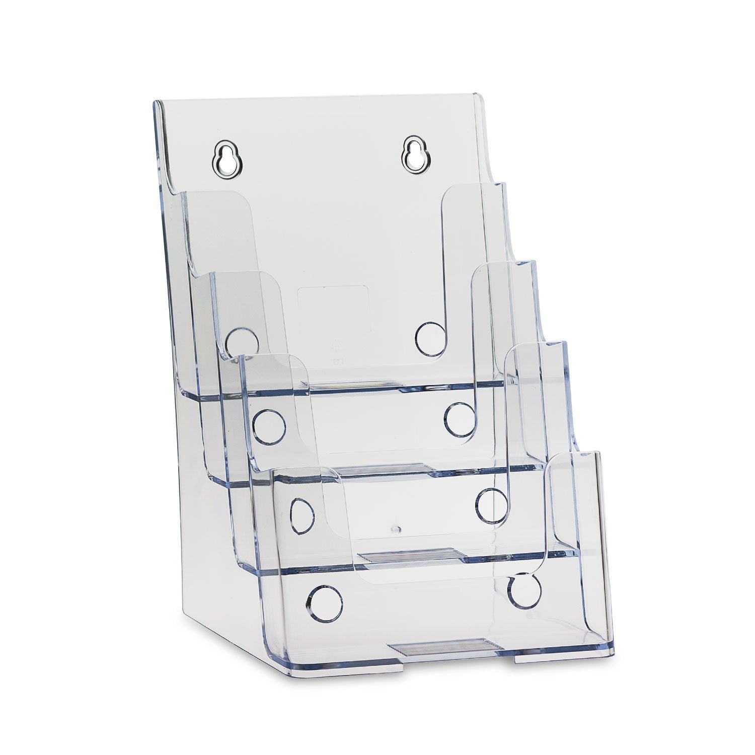 Clear Acrylic 3-Tier Brochure Holder - 6 Pockets For 4x9 Tri-Folds, Perfect Desk Organizer