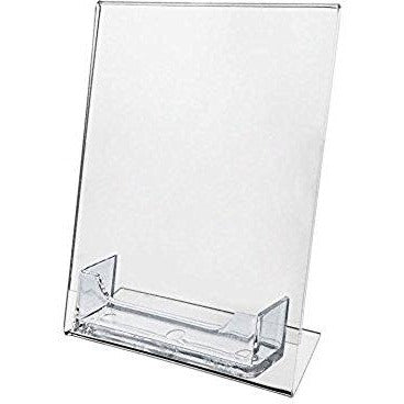 Slanted 5" x 7" Sign Holder with Business Card Holder