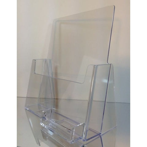 Clear 8.5" x 11" Countertop Brochure Holder with Business Card Holder