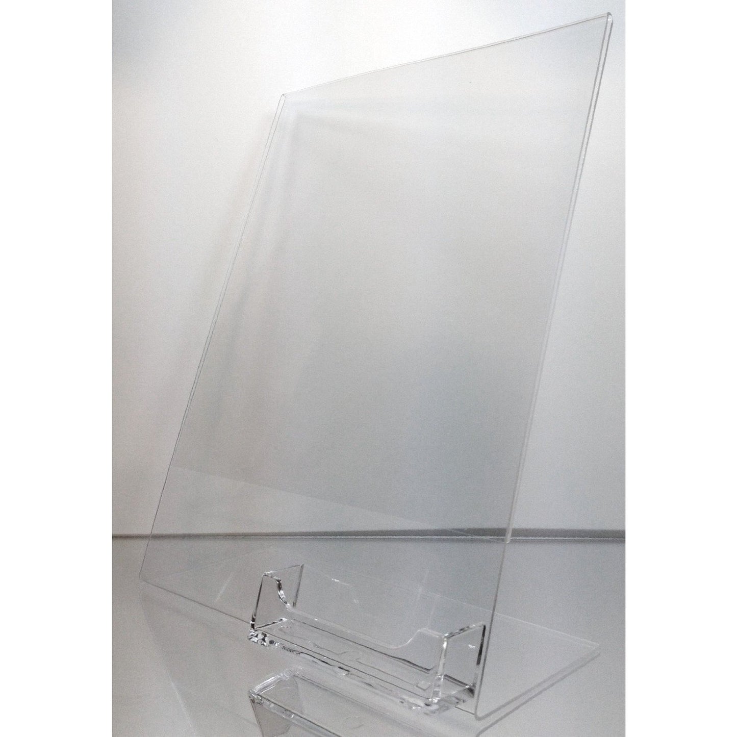 Slanted 8-1/2" x 11" Sign Holder with Business Card Holder