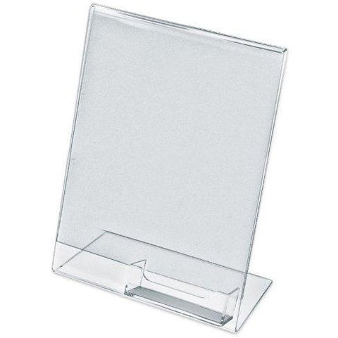 Slanted 8-1/2" x 11" Sign Holder with Business Card Holder