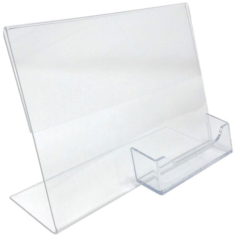 Slanted 7" x 5" Sign Holder with Business Card Holder