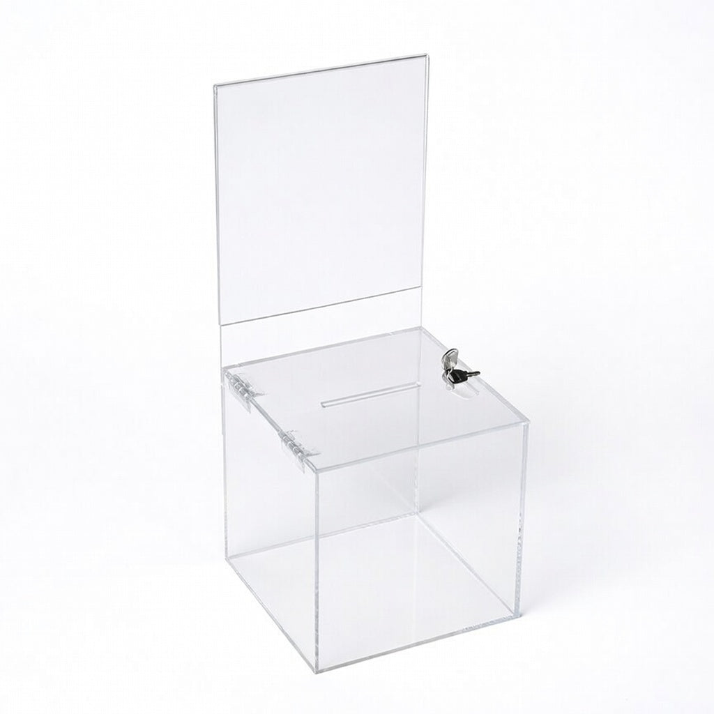 Large Clear Acrylic Donation Box with Sign Holder
