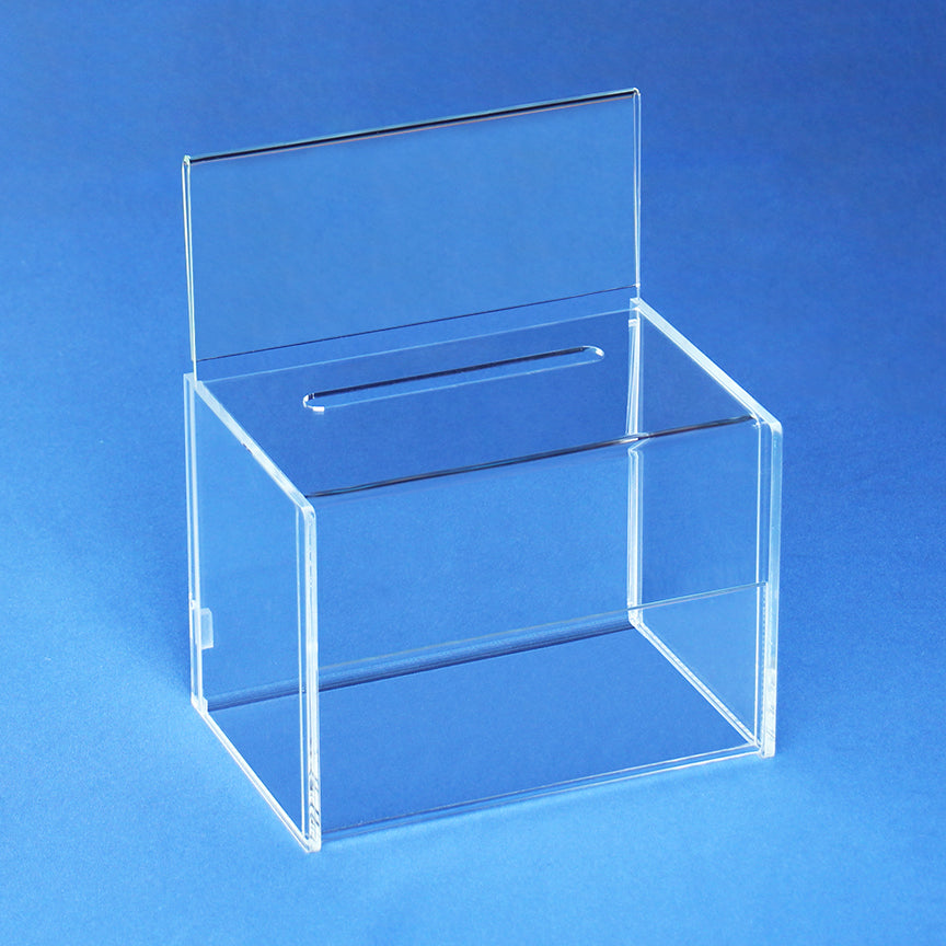 Clear Acrylic Donation Box with Sign Holder