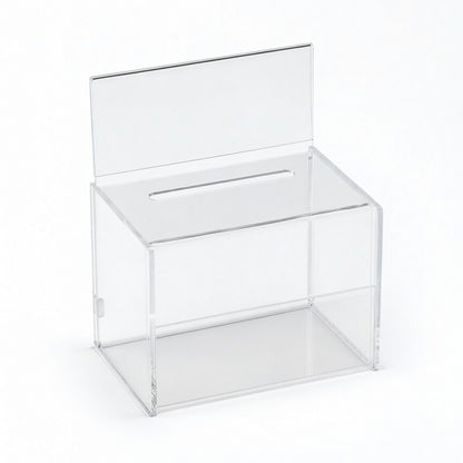 Clear Acrylic Donation Box with Sign Holder