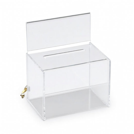 Clear Acrylic Donation Box with Sign Holder