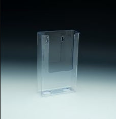 Clear Wall Mount Brochure Holder for 4 x 9 Tri-Fold Brochures with Rounded Corners
