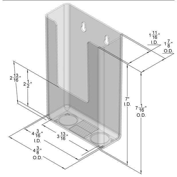 Clear Wall Mount Brochure Holder for 4 x 9 Tri-Fold Brochures with Rounded Corners