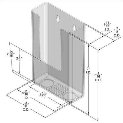 Clear Wall Mount Brochure Holder for 4 x 9 Tri-Fold Brochures with Rounded Corners