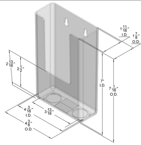 Clear Wall Mount Brochure Holder for 4 x 9 Tri-Fold Brochures with Rounded Corners