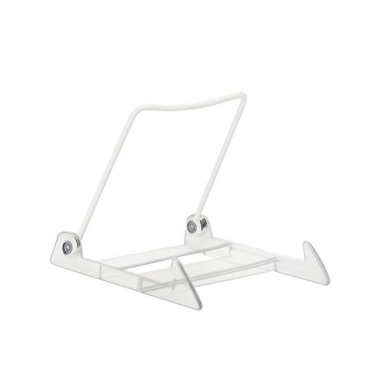 Adjustable Easel with Clear Base and White Vinyl-Coated Wire Arm