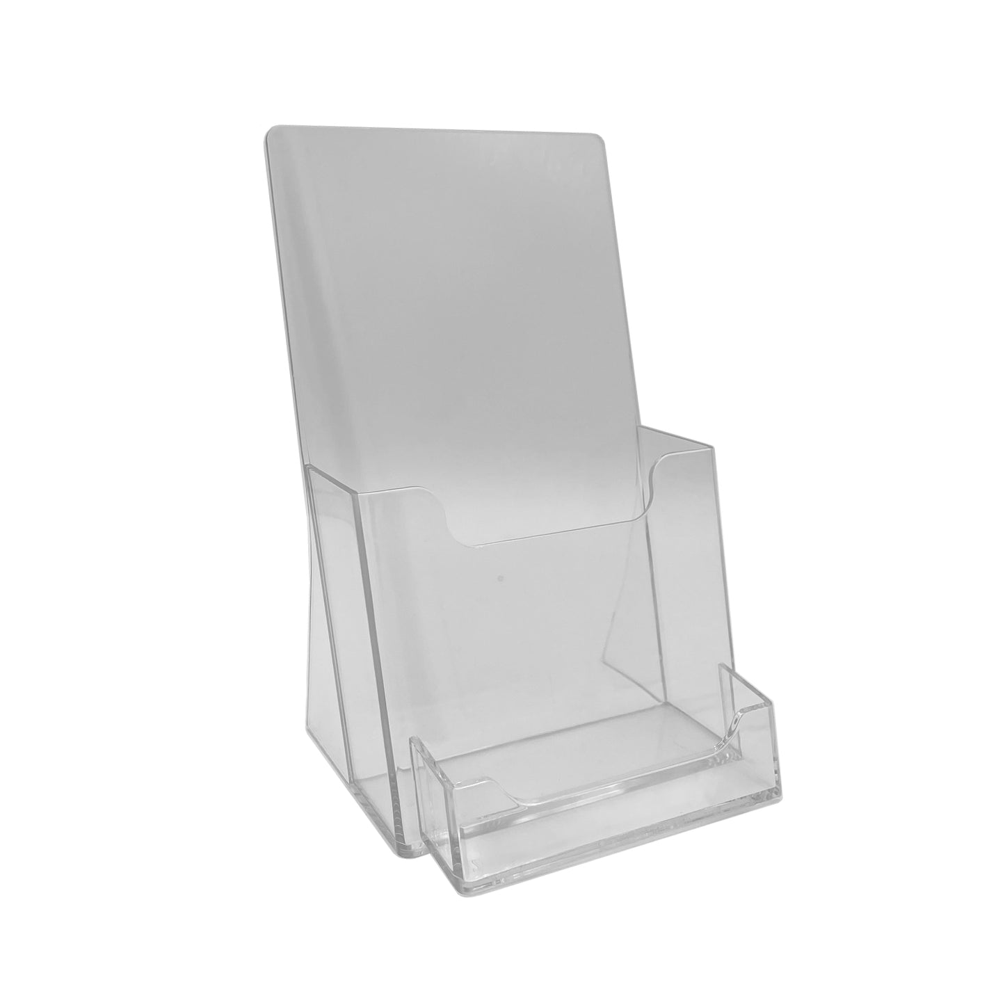 Clear 4 x 9 Tri-Fold Brochure Holder with Business Card Holder