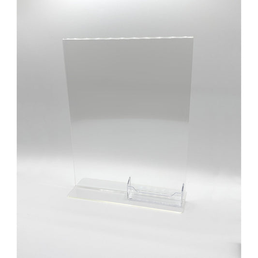Bottom Load 8.5 x 11 Sign Holder with Business Card Holder