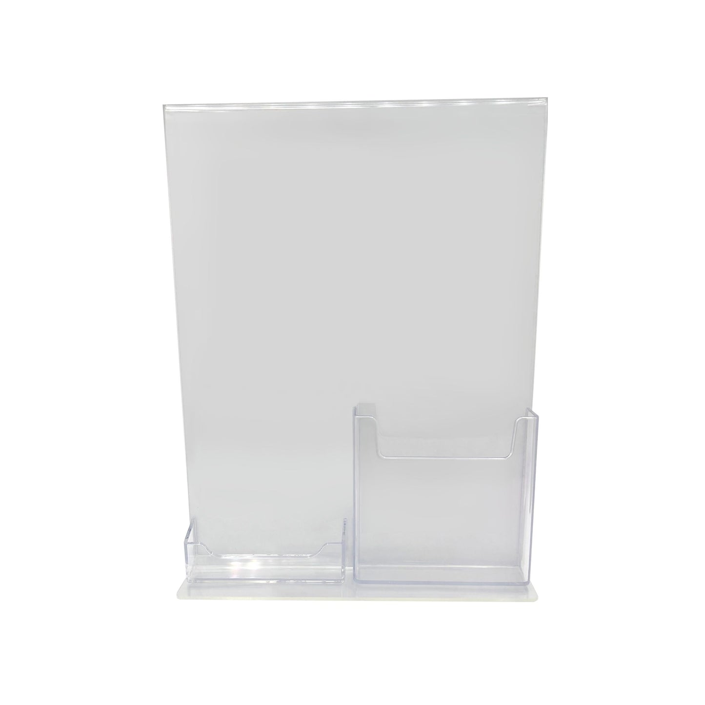 Bottom Load 8.5 x 11 Sign Holder with Brochure and Business Card Holder