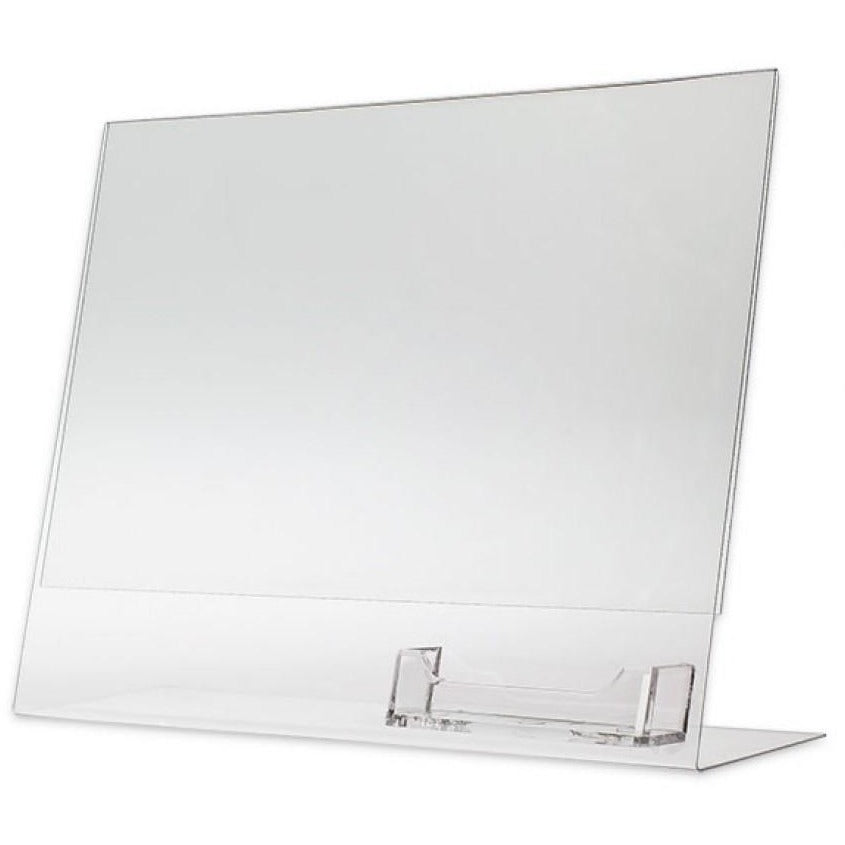 Slanted 11" x 8-1/2" Sign Holder with Business Card Holder