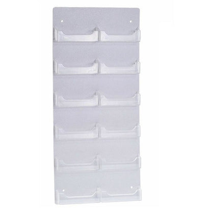 Clear Acrylic 12-Pocket Wall-Mount Business Card Holder