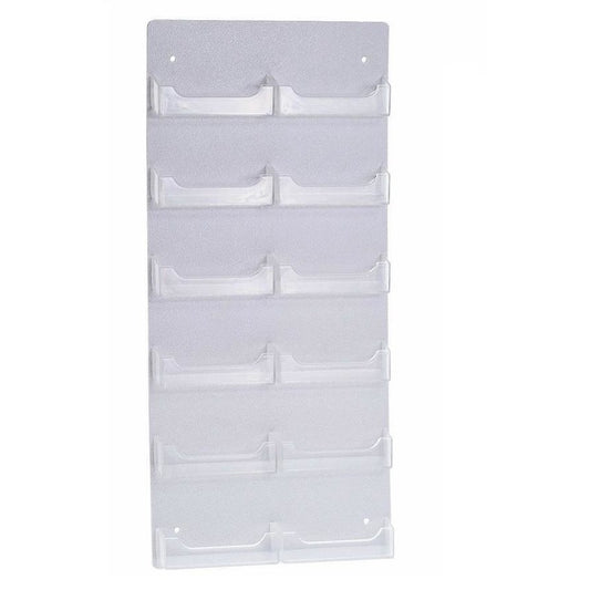 Clear Acrylic 12-Pocket Wall-Mount Business Card Holder