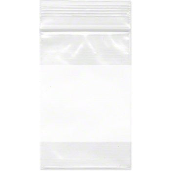 2 Mil 2" x 3" Clear with White Block Resealable Zip Lock Poly Bags, 100-Pack