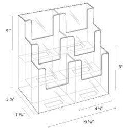 Clear 3-Tier, 6-Pocket 4" x 9" Tri-Fold Brochure Holder