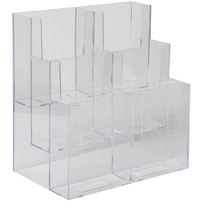 Clear 3-Tier, 6-Pocket 4" x 9" Tri-Fold Brochure Holder