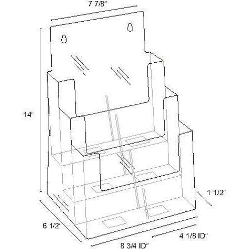 Clear 3-Tier 8.5" x 11" Full-Page or 4" x 9" Tri-Fold Convertible Brochure Holder
