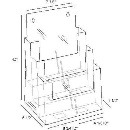 Clear 3-Tier 8.5" x 11" Full-Page or 4" x 9" Tri-Fold Convertible Brochure Holder