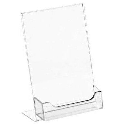 Slanted 4" x 6" Sign Holder with Business Card Holder