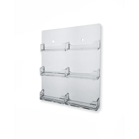 Clear 6-Pocket Acrylic Wall-Mount Business Card Holder