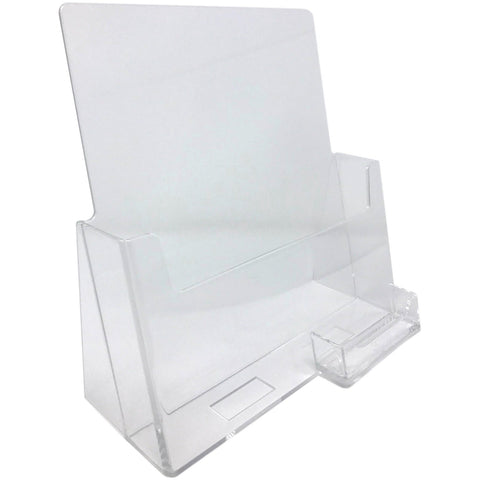 Clear 8.5" x 11" Countertop Brochure Holder with Business Card Holder