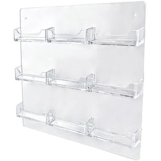 Clear Acrylic 9-Pocket Wall-Mount Business Card Holder
