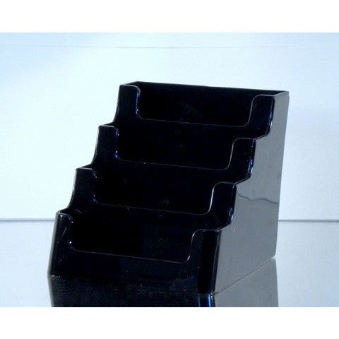 Black Acrylic 4-Pocket "deflect-o" Style Countertop Business Card Holder