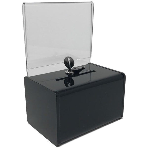 Black Acrylic Mini Donation Box with Cam Lock and (2) Keys