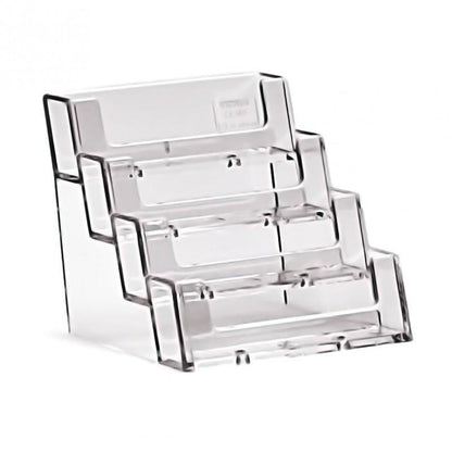 Clear Acrylic 4-Pocket "deflect-o" Style Countertop Business Card Holder