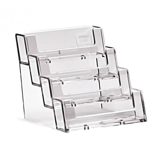 Clear Acrylic 4-Pocket "deflect-o" Style Countertop Business Card Holder