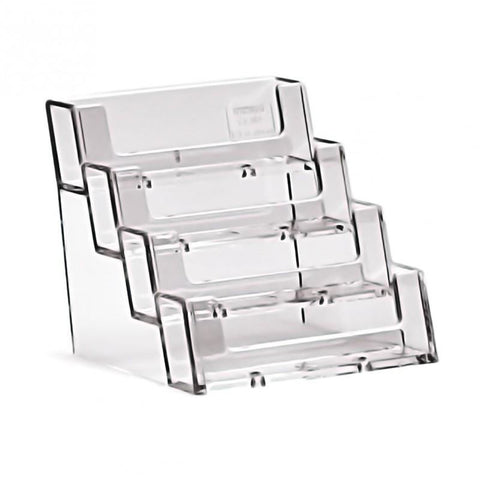 Clear Acrylic 4-Pocket "deflect-o" Style Countertop Business Card Holder