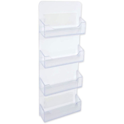 Clear Acrylic 4-Pocket Wall-Mount Business Card Holder