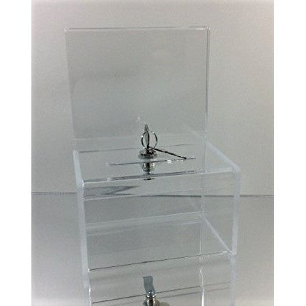 Clear Acrylic Mini Donation Box with Cam Lock and (2) Keys