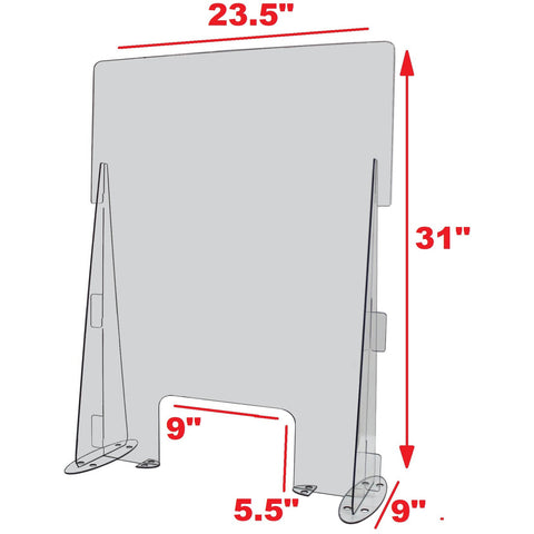 23.5 Inch Wide x 31 Inch High Clear Acrylic Desk or Counter Sneeze Guard Protection Divider