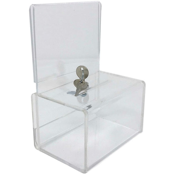 Clear Acrylic Mini Donation Box with Cam Lock and (2) Keys
