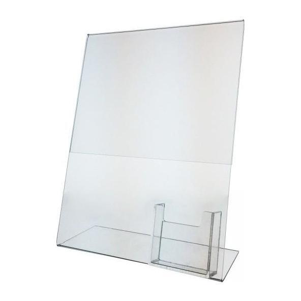 Slanted 8-1/2" x 11" Sign Holder with Vertical Business Card Holder