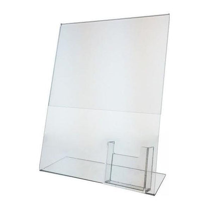 Slanted 8-1/2" x 11" Sign Holder with Vertical Business Card Holder