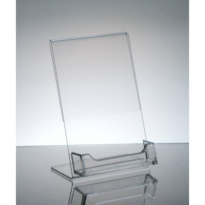 Slanted 4" x 6" Sign Holder with Business Card Holder